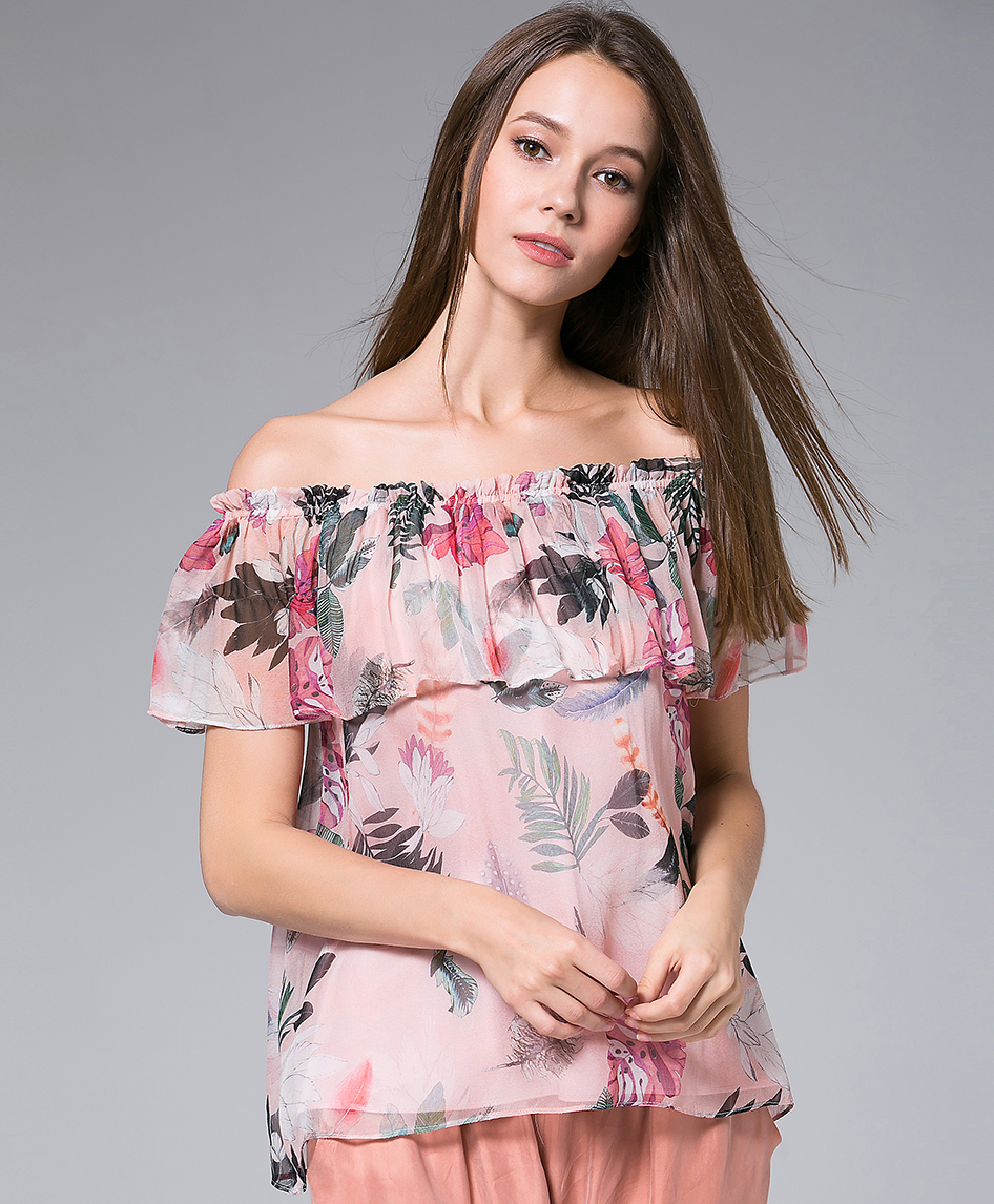 Tops - Flowers Printed silk georgette top